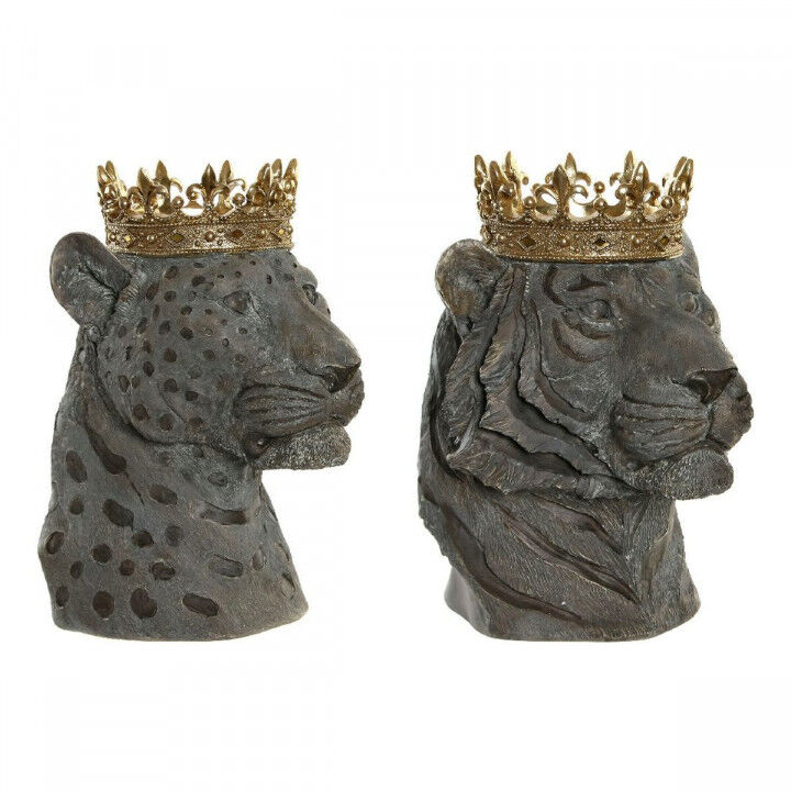 Decoratieve figuren DKD Home Decor Grijs Gouden Koloniaal Dier 27,5 x 23,5 x 33 cm (2 Stuks)