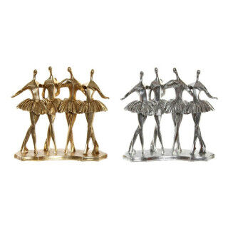 Decoratieve figuren DKD Home Decor Gouden Zilverkleurig Balletdanseres 33,5 x 14,5 x 32 cm (2 Stuks)