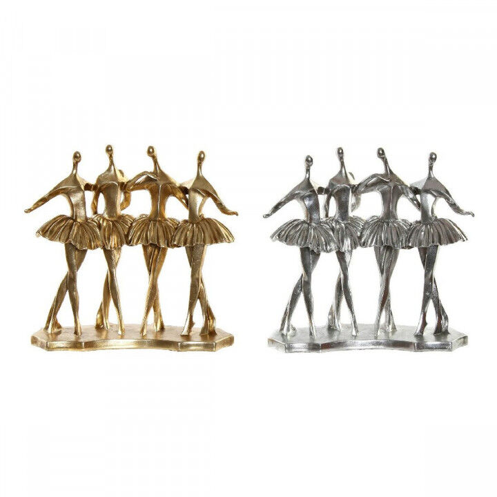 Figura Decorativa DKD Home Decor Dorado Plateado Bailarina Ballet 33,5 x 14,5 x 32 cm (2 Unidades)