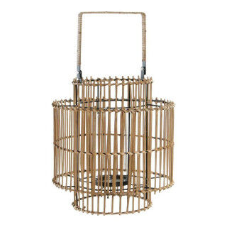 Portavelas DKD Home Decor Natural Metal Bambú 30 x 30 x 32 cm