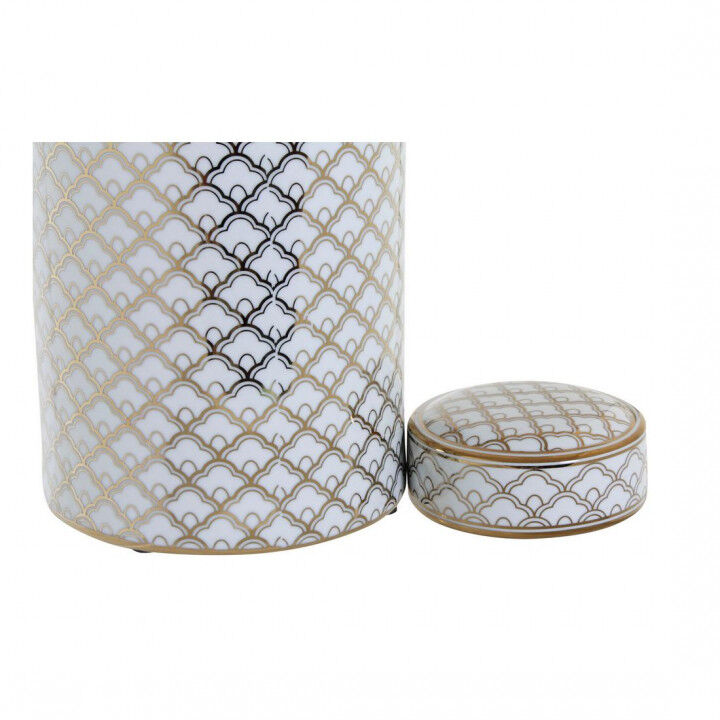 Vase DKD Home Decor 18 x 18 x 30,5 cm Porzellan Gold Weiß