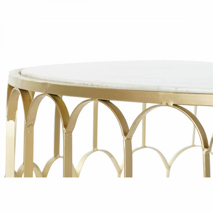 Mesa de Centro DKD Home Decor Glamour Blanco Multicolor Dorado Mármol Hierro 87 x 87 x 51,5 cm