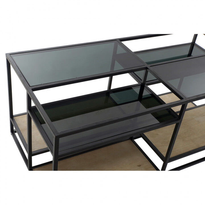 Mesa de Centro DKD Home Decor 8424001787234 Negro Multicolor Natural Madera Metal Espejo 120 x 60 x 50 cm