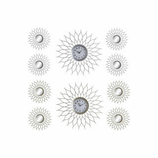 Reloj de Pared DKD Home Decor Champán Plateado Polipropileno Espejo 50 x 4 x 50 cm 5 Piezas (2 Unidades)