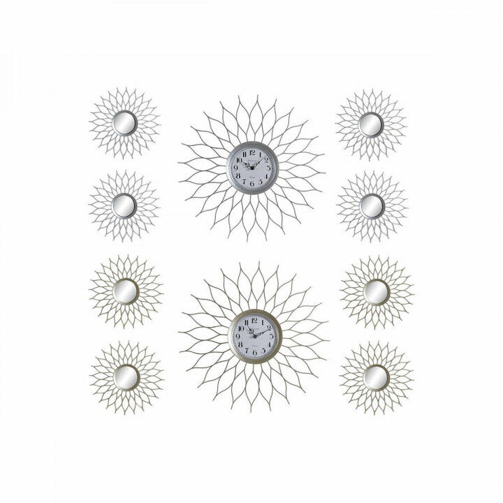 Reloj de Pared DKD Home Decor Champán Plateado Polipropileno Espejo 50 x 4 x 50 cm 5 Piezas (2 Unidades)
