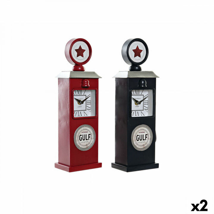 Table clock DKD Home Decor Red Navy Blue Petrol Vintage gasolinera (2 Units)