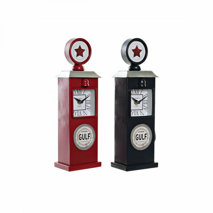 Tafelklok DKD Home Decor Rood Marineblauw Benzine Vintage gasolinera (2 Stuks)