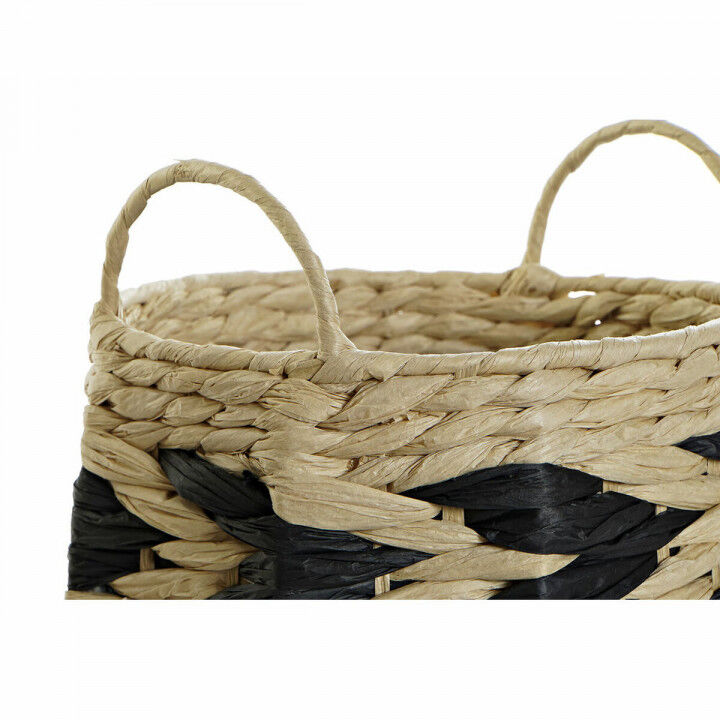 Set de basket DKD Home Decor Noir Marron Clair Fibre naturelle (2 Pièces)