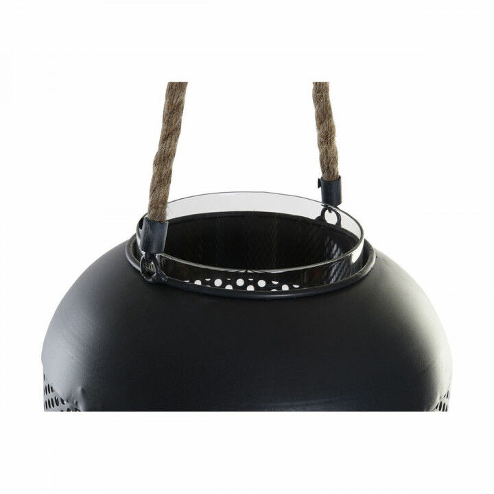 Farol DKD Home Decor Marrón Negro Metal Cristal Cuerda Loft 22 x 22 x 43 cm