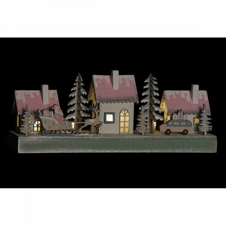 Kerstversiering DKD Home Decor Hout Huis (2 pcs) (30 x 6 x 12 cm)