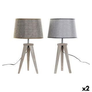 Lampe de bureau DKD Home Decor Volet Gris Marron Lin 250 V 60 W Pin (30 x 30 x 57.5 cm) (2 pcs)