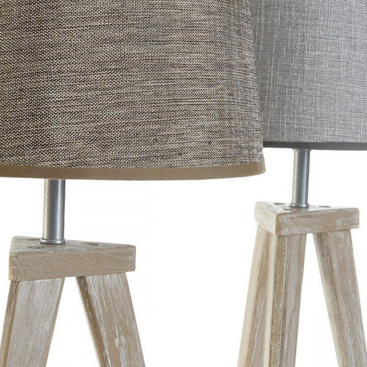 Desk lamp DKD Home Decor Sheet Grey Brown Linen 250 V 60 W Pinewood (30 x 30 x 57.5 cm) (2 pcs)