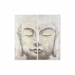 Leinwand DKD Home Decor Beige Gold Buddha Orientalisch 120 x 3,7 x 120 cm