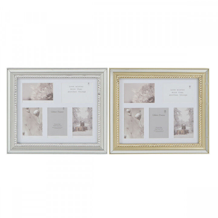 Cornice Portafoto DKD Home Decor Luxury 46,5 x 2 x 40 cm Cristallo Argentato Dorato polistirene Tradizionale (2 Unità)