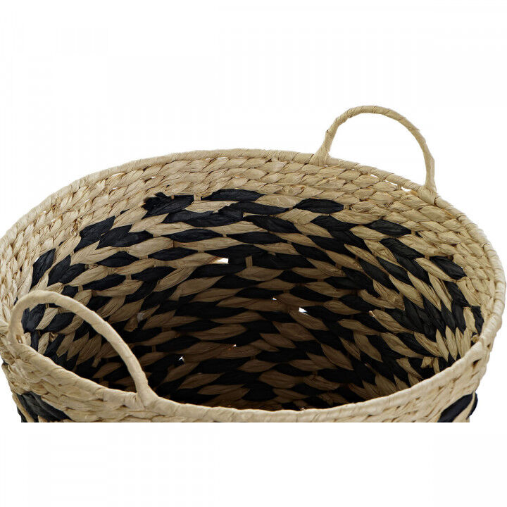 Basket spelset DKD Home Decor Zwart Lichtbruin Natuurlijke Vezel (3 Onderdelen) (3 Stuks)