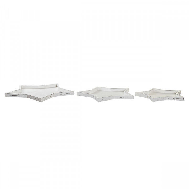 Centerpiece DKD Home Decor White Wood 57 x 54 x 3 cm (3 Pieces)