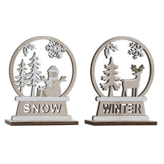 Decorazione Natalizia DKD Home Decor Legno Renna (12 x 4 x 15 cm) (2 Unità)