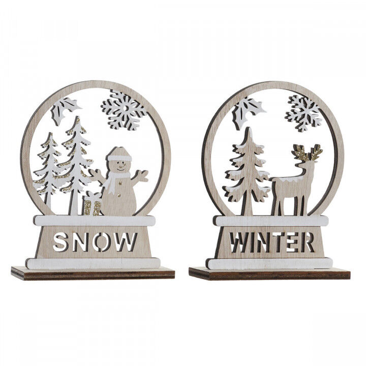 Weihnachtsschmuck DKD Home Decor Holz Rentier (12 x 4 x 15 cm) (2 Stück)