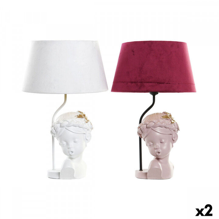 Lámpara de mesa DKD Home Decor Rojo Resina Rosa claro 220 V 50 W 30 x 30 x 49 cm (2 Unidades)