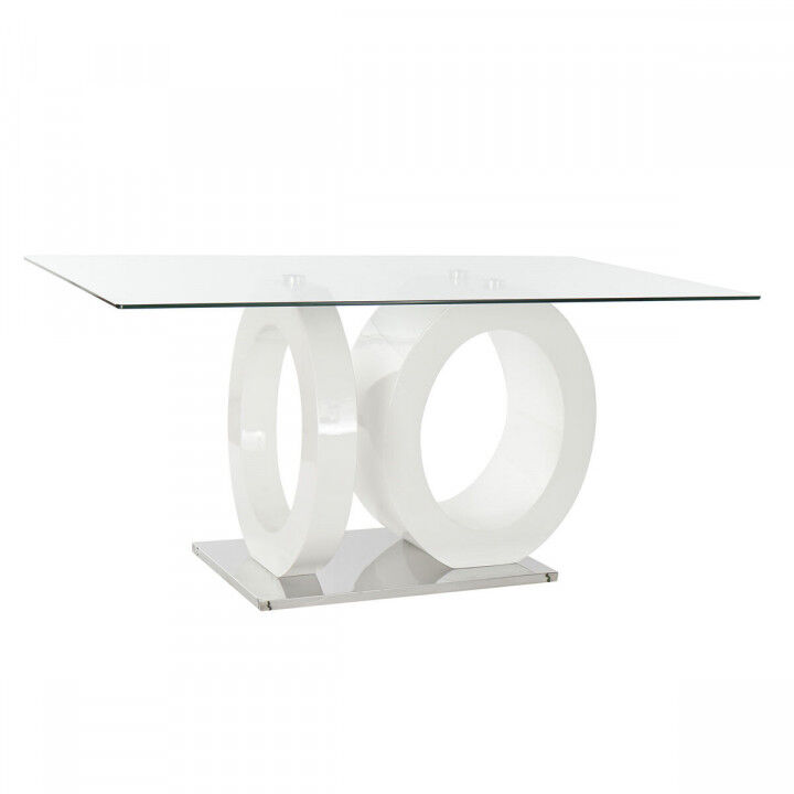 Mesa de Comedor DKD Home Decor Cristal Transparente Blanco Madera MDF (160 x 90 x 75 cm)