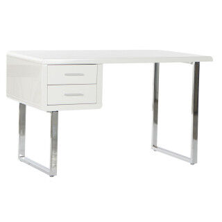 Desk DKD Home Decor White Silver Metal MDF Wood 120 x 55 x 76 cm