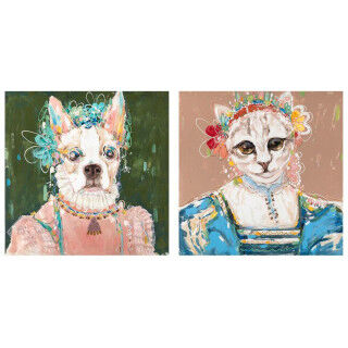 Canvas DKD Home Decor Pinewood Canvas 90 x 3,7 x 90 cm