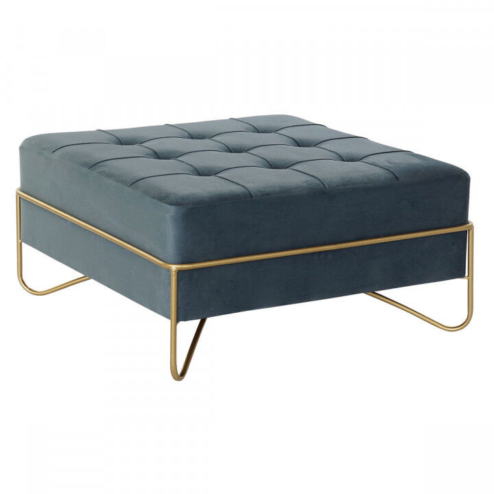 Banquette DKD Home Decor   Mousse Bleu Doré Métal Polyester Velours Bois MDF (80 x 80 x 42 cm)