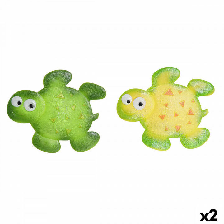 Tapis de bain DKD Home Decor 11,5 x 1 x 10 cm Vert Jaune Enfant Tortue PVC 10 cm (2 Unités)