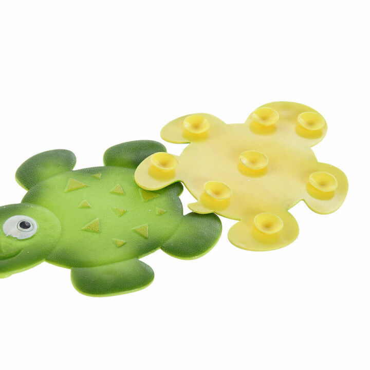 Alfombra de baño DKD Home Decor 11,5 x 1 x 10 cm Verde Amarillo Infantil Tortuga PVC 10 cm (2 Unidades)