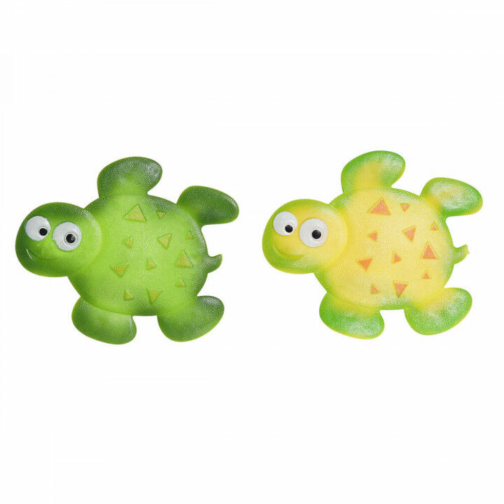 Tappeto da bagno DKD Home Decor 11,5 x 1 x 10 cm Verde Giallo Per bambini Tartaruga PVC 10 cm (2 Unità)