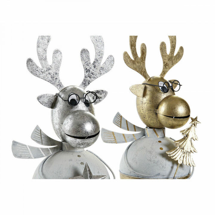 Christmas bauble DKD Home Decor Metal Reindeer (14 x 13 x 27 cm) (2 pcs)