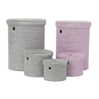 Multi-purpose basket DKD Home Decor Grey Pink polypropylene 42 x 42 x 52,5 cm 4 Kg