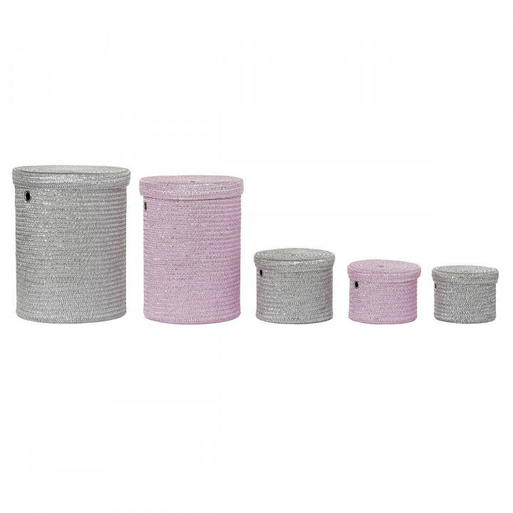 Multi-purpose basket DKD Home Decor Grey Pink polypropylene 42 x 42 x 52,5 cm 4 Kg