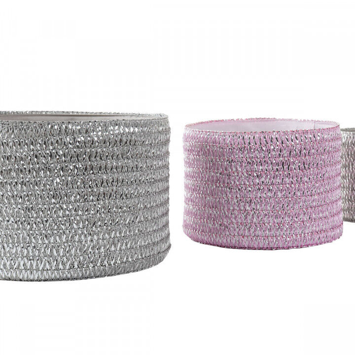Multi-purpose basket DKD Home Decor Grey Pink polypropylene 27 x 27 x 17 cm 4 Kg 3 Pieces (3 Units)