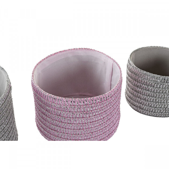 Multi-purpose basket DKD Home Decor Grey Pink polypropylene 27 x 27 x 17 cm 4 Kg 3 Pieces (3 Units)