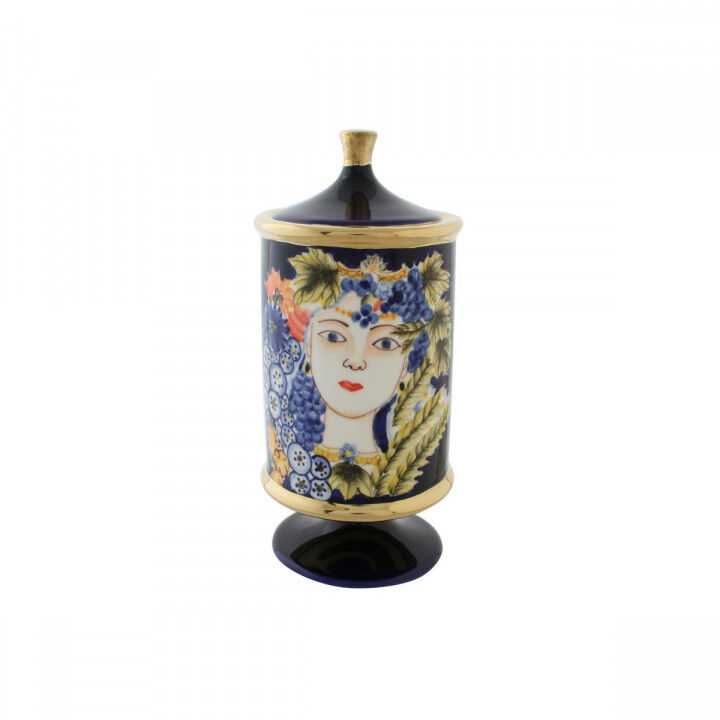 Vase DKD Home Decor Face Porcelain Blue 11 x 11 x 25 cm Multicolour