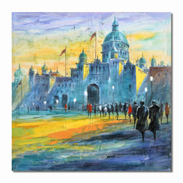 Canvas DKD Home Decor Canvas MDF Wood 100 x 3 x 100 cm