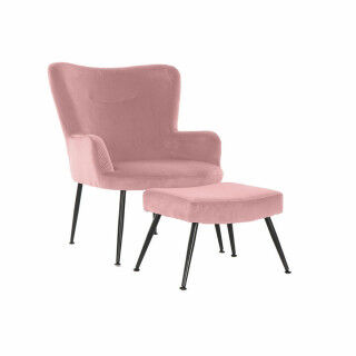 Armchair DKD Home Decor Black Pink 70 x 60 x 84 cm