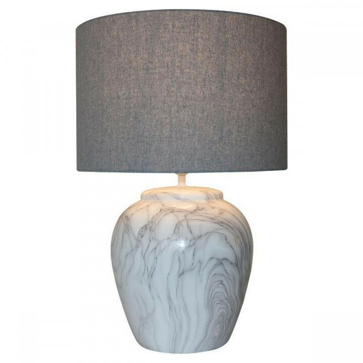 Lampada da tavolo DKD Home Decor Tela Ceramica Grigio Bianco (38 x 38 x 58 cm)