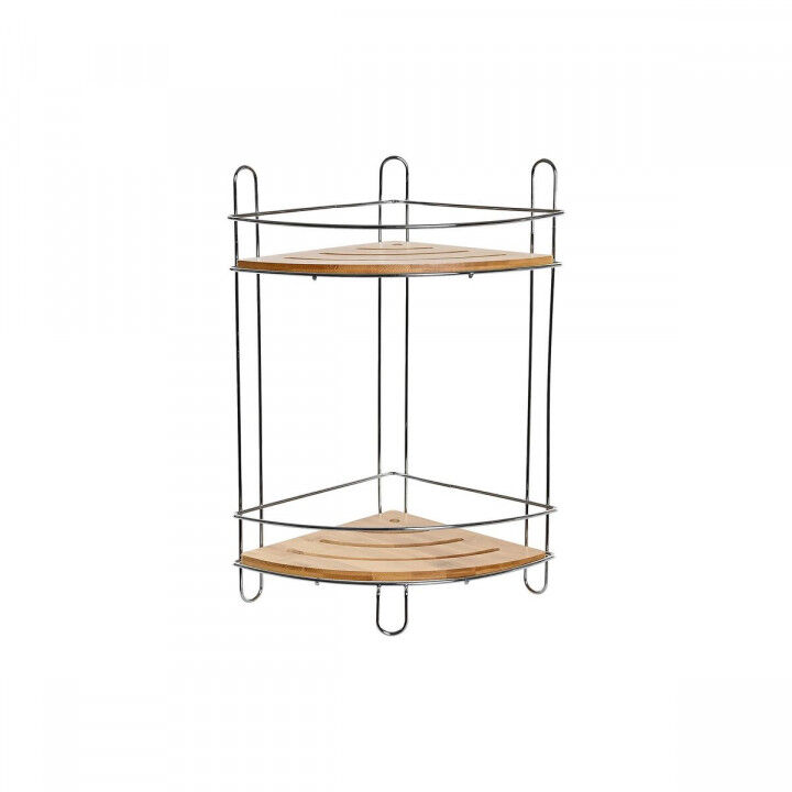 Estantería de Esquina DKD Home Decor Natural Bambú Metal cromado inoxidable 2 Estantes 19,5 x 19,5 x 36,5 cm