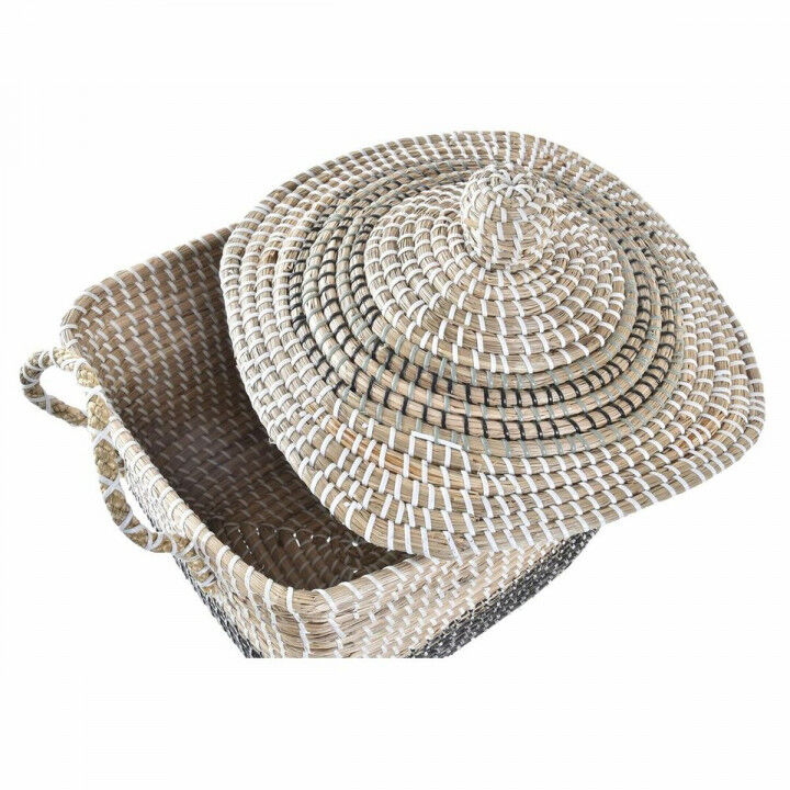 Panier décoratif DKD Home Decor Gris Naturel Boho 45 x 35 x 43 cm