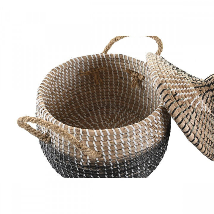 Basket spelset DKD Home Decor Grijs Natuurlijk Tweekleurig Zeegras Boho 41 x 41 x 33 cm (2 Stuks)