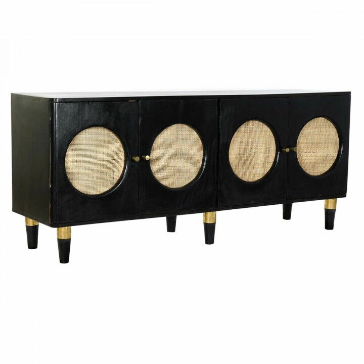 Credenza DKD Home Decor   Nero Naturale Rattan Legno di mango 150 x 40 x 65 cm