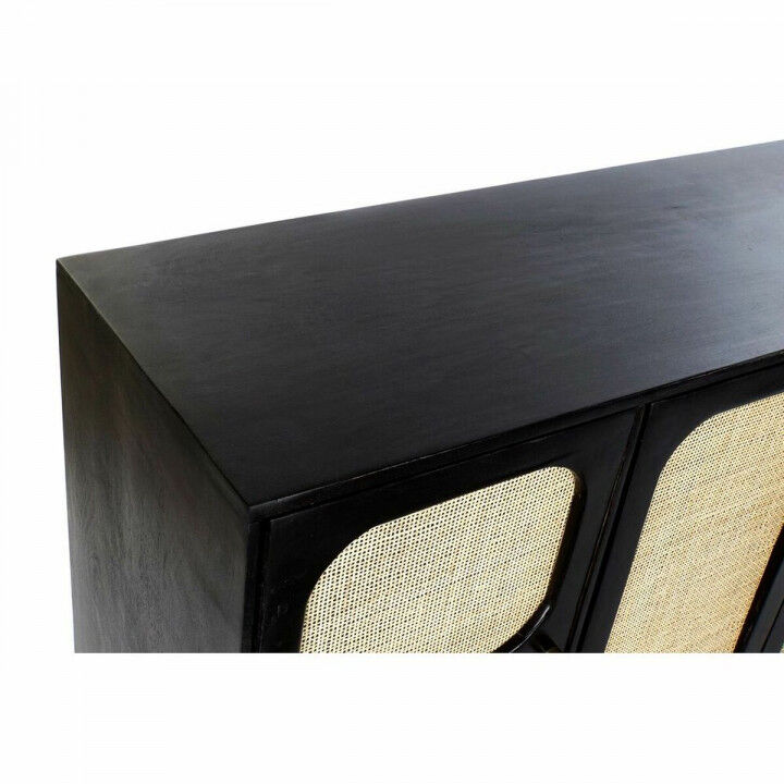 Aparador DKD Home Decor Negro Dorado Natural Ratán Madera de mango 150 x 40 x 78 cm