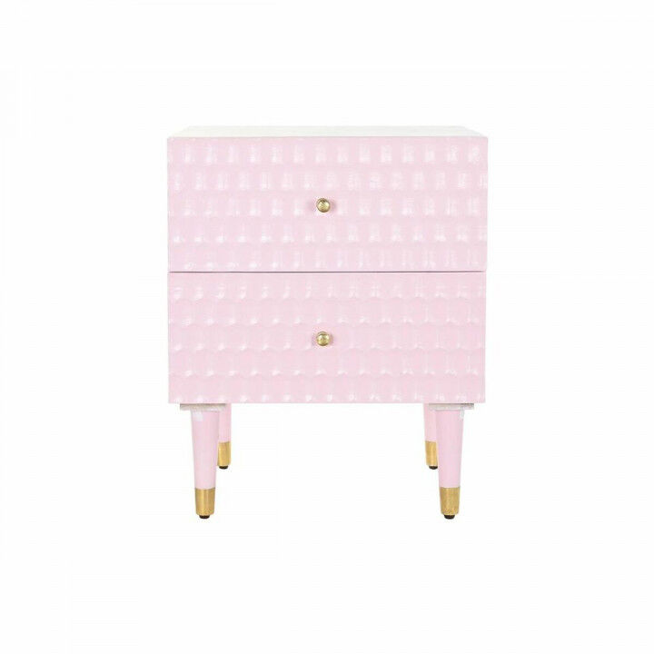 Comodino DKD Home Decor 52 x 42 x 65 cm Metallo Rosa chiaro Legno di mango