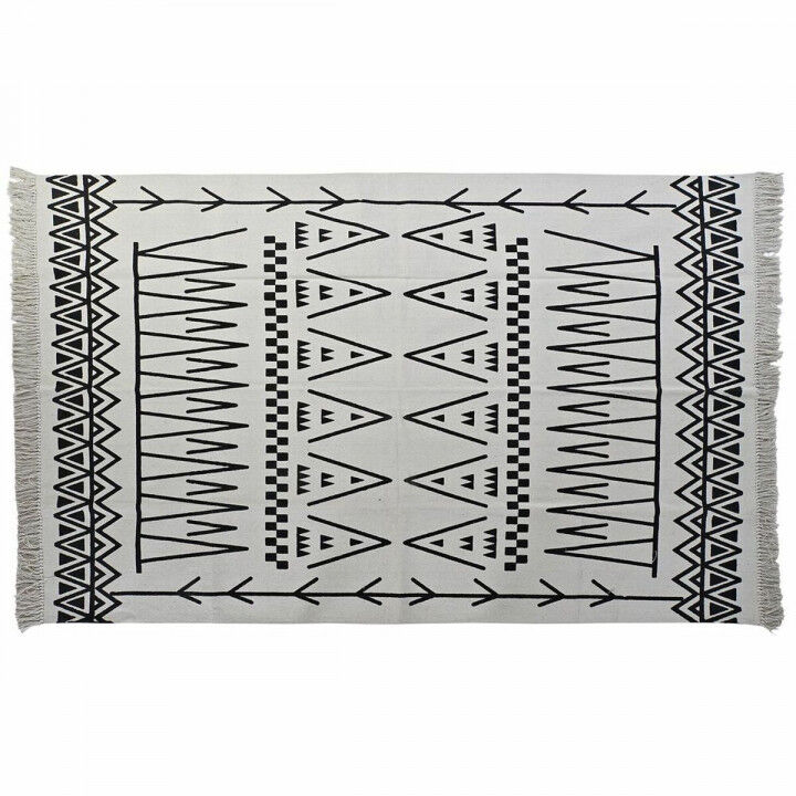 Teppich DKD Home Decor 160 x 250 x 0,7 cm Schwarz Polyester Baumwolle Weiß Ikat Boho