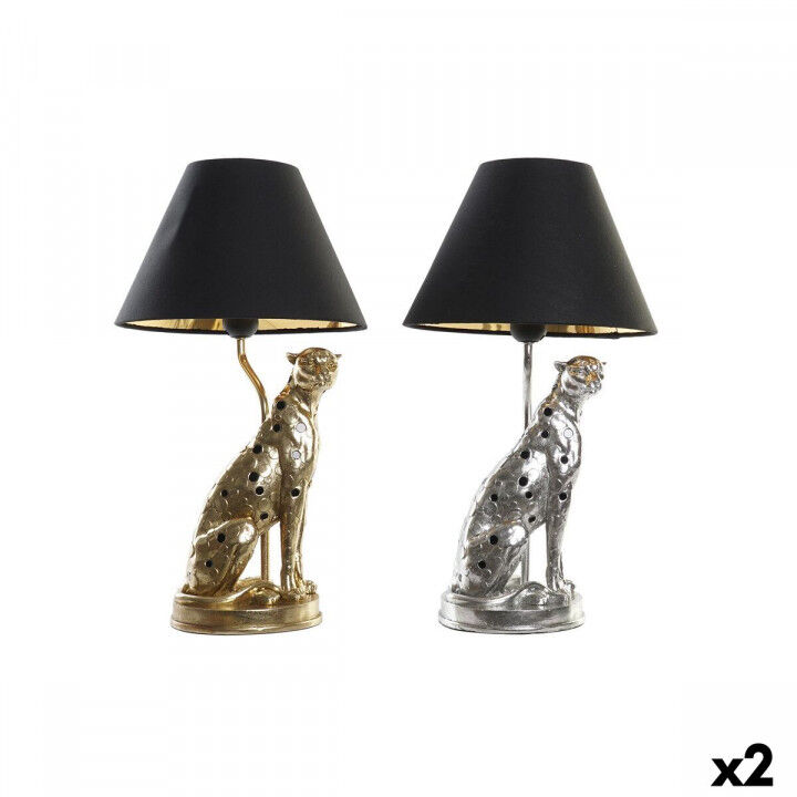 Tischlampe DKD Home Decor Silberfarben Schwarz Gold 26 x 26 x 46 cm Harz 220 V 50 W (2 Stück)