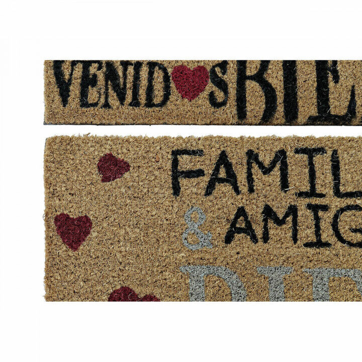 Paillasson DKD Home Decor Rouge Noir Marron Caoutchouc 2 Unités Urbaine Fibres de coco (60 x 40 x 1,5 cm)
