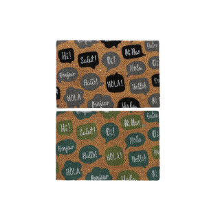 Fußmatte DKD Home Decor Schwarz Grau Braun Gummi Minze 2 Stück Kokosnuss Faser (60 x 40 x 1,5 cm)