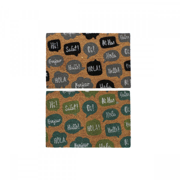 Paillasson DKD Home Decor Noir Gris Marron Caoutchouc Menthe 2 Unités Fibres de coco (60 x 40 x 1,5 cm)